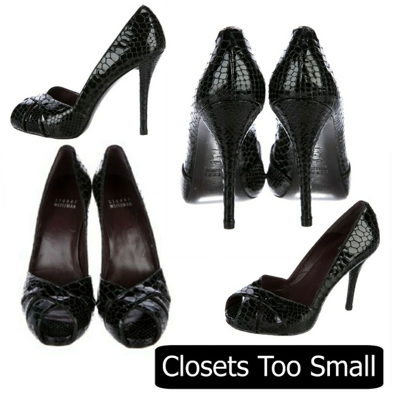 Stuart Weitzman Shoes - Black Leather Embossed Stuart Weitzman Size 5